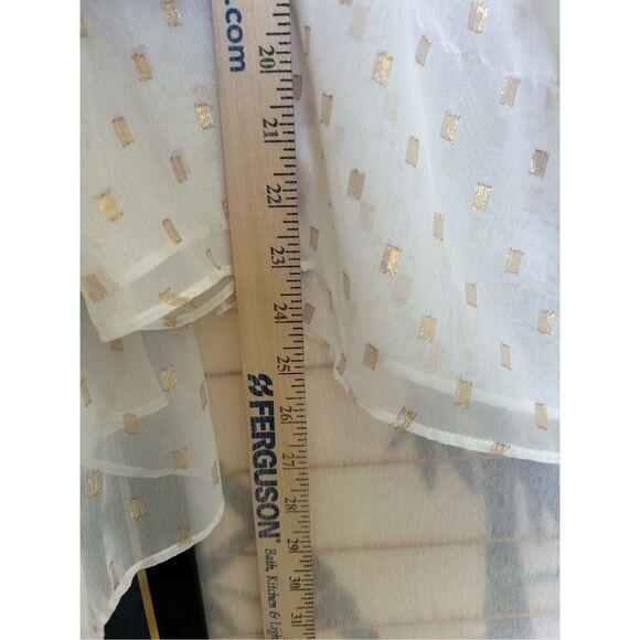 Keepsake the Label White Sheer Blouse with Gold Metallic Accents – Size M - Picture 7 of 10